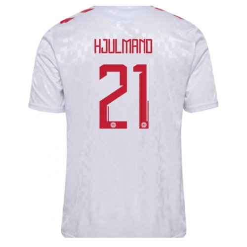 Stroje piłkarskie Dania Morten Hjulmand #21 Koszulka Wyjazdowej ME 2024 Krótki Rękaw